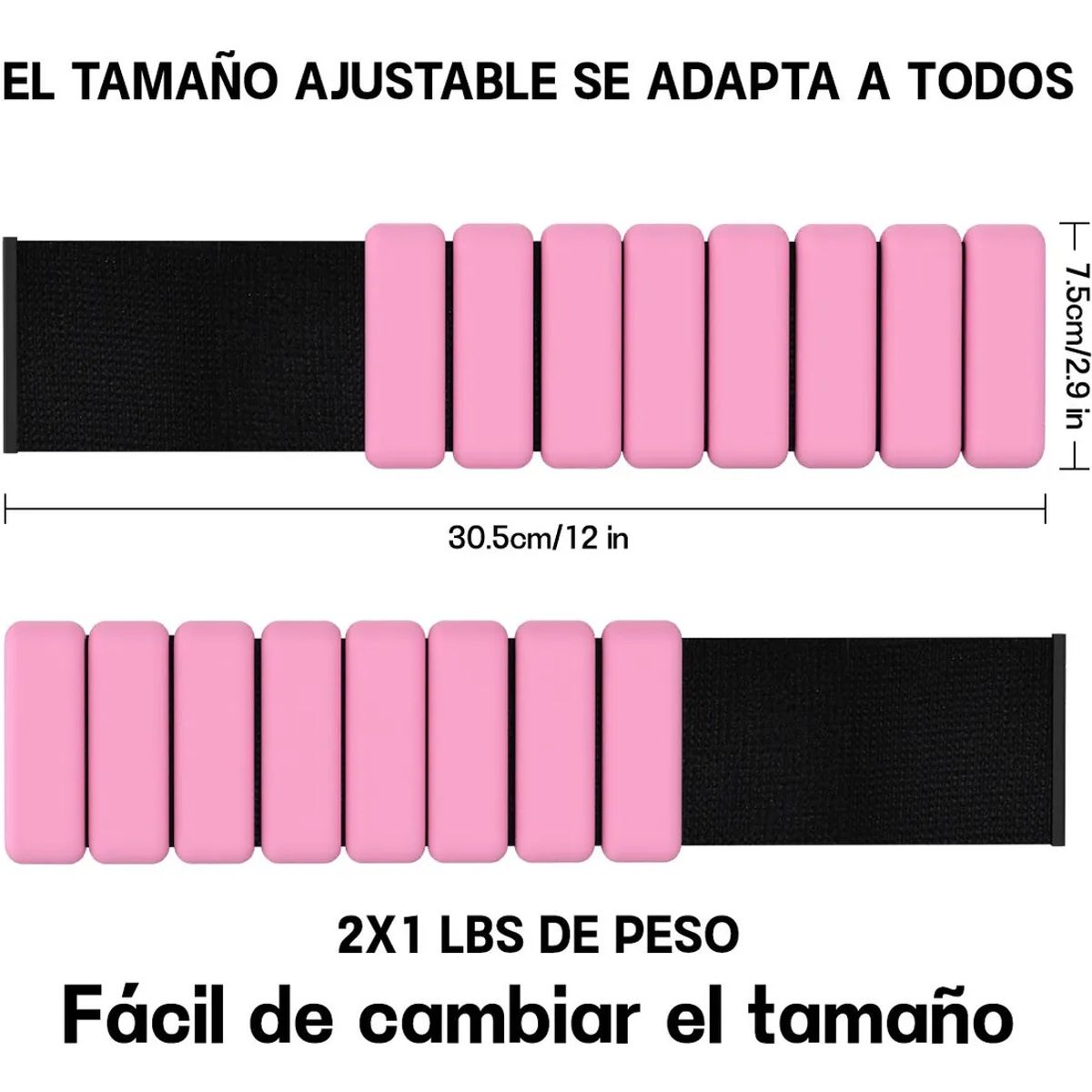 KUANGYE - Kit 2 Brazaletes Pesas Para Tobillos Y Muñecas 2 Lbs Ajusta Rosa