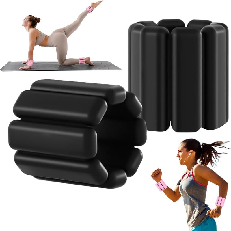 KUANGYE - Kit 2 Brazaletes Pesas Para Tobillos Y Muñecas 2 Lbs Ajusta Negro