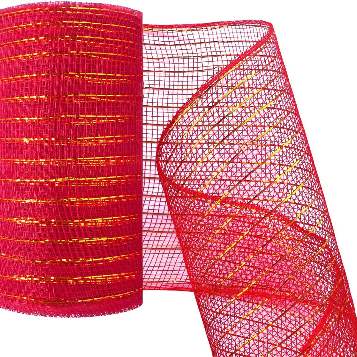 SUPERCENTER - Mallas Cintas De Navidad Decoración Árbol Hogar 26cmx10m rojo rayas