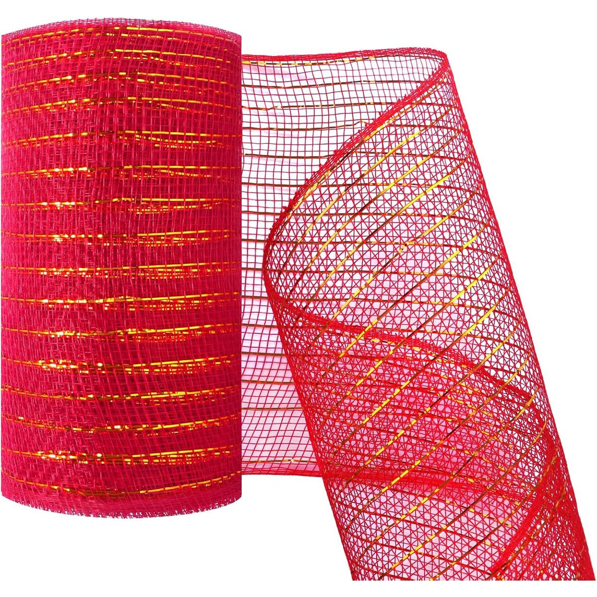 SUPERCENTER - Mallas Cintas De Navidad Decoración Árbol Hogar 26cmx10m rojo rayas