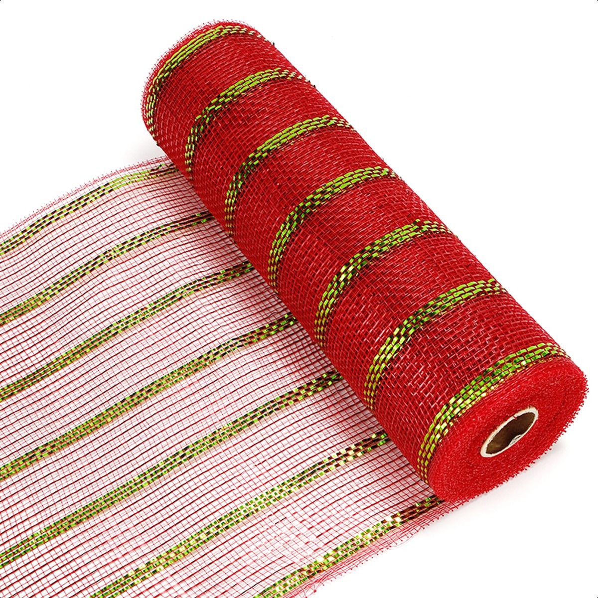 SUPERCENTER - Mallas Cintas De Navidad Decoración Árbol Hogar 26cmx10m rojo rayas