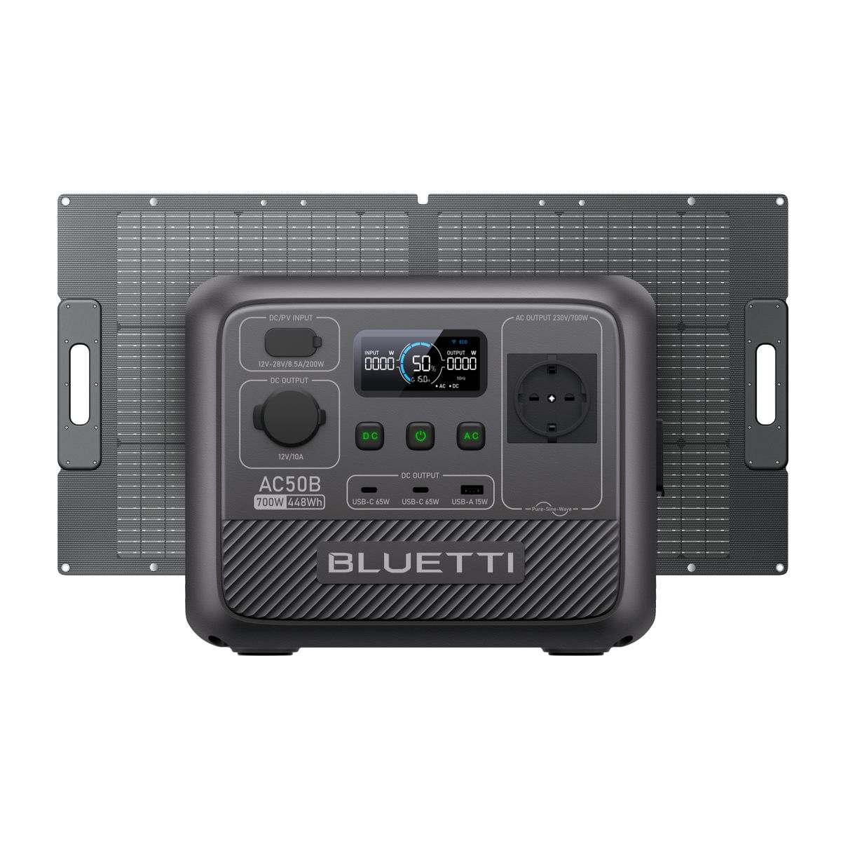 BLUETTI - BLUETTI AC50B Generador Solar Portátil 700w448wh con 100W Panel Sola Para Acampar Pesca Viajes Emergencia Corte Energía