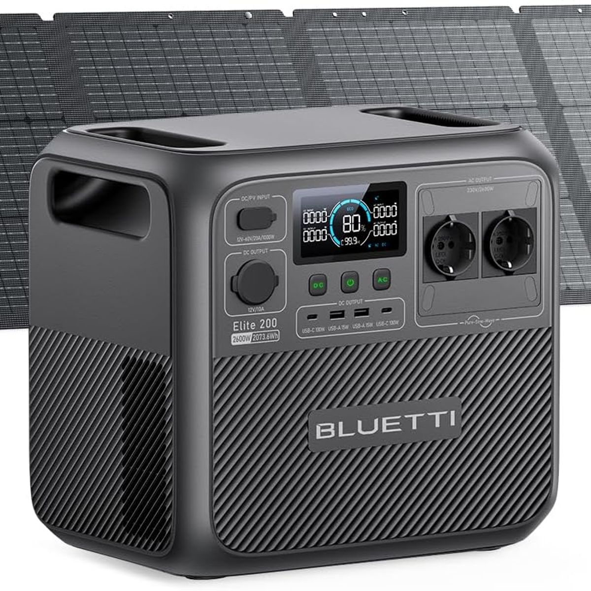 BLUETTI - BLUETTI Estación de Energía  Portátil 2600w 2073wh con Panel Solar  200W Generador Solarpara Acampar Pesca Corte Energía