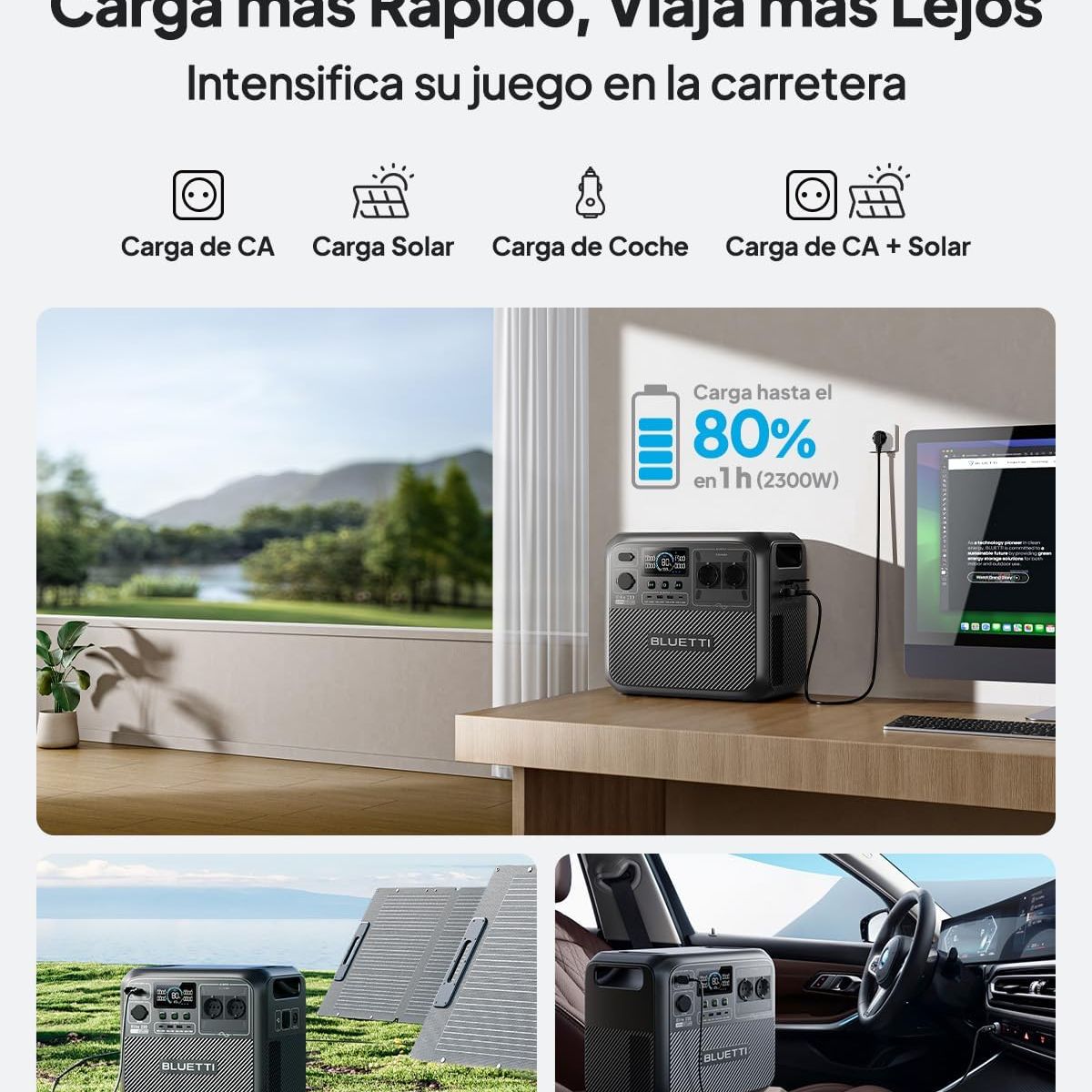 BLUETTI - BLUETTI Estación de Energía  Portátil 2600w 2073wh con Panel Solar  200W Generador Solarpara Acampar Pesca Corte Energía