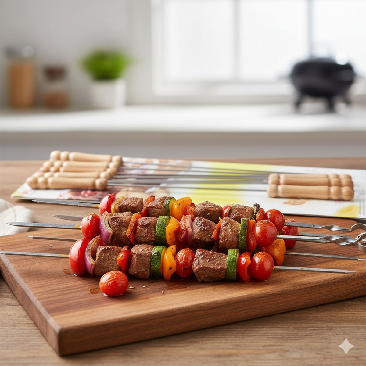 GENERICO - Pack 10 Brochetas Brochas Anticucho Pincho Acero Para Bbq Parrilla Asado