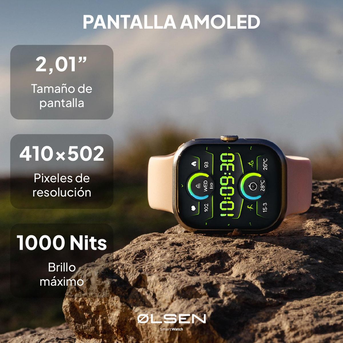 OLSEN - Smartwatch Olsen Reloj Inteligente URBAN Amoled Llamadas BT - Rosa