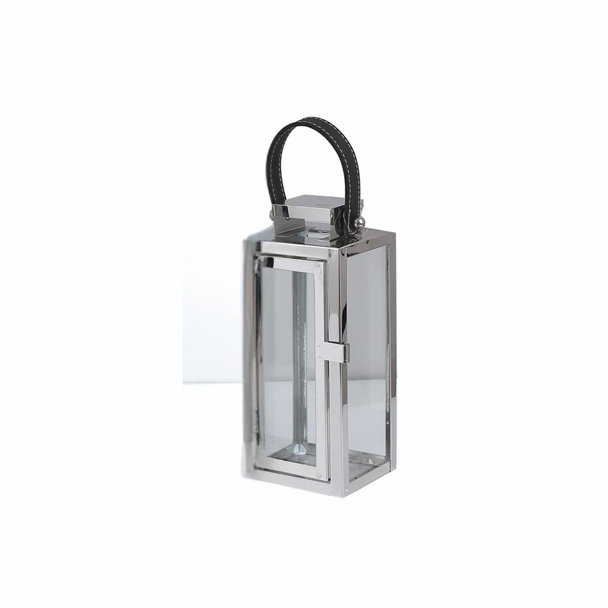 HOME ESSENTIALS - Farol con asa de cuero 25 cm