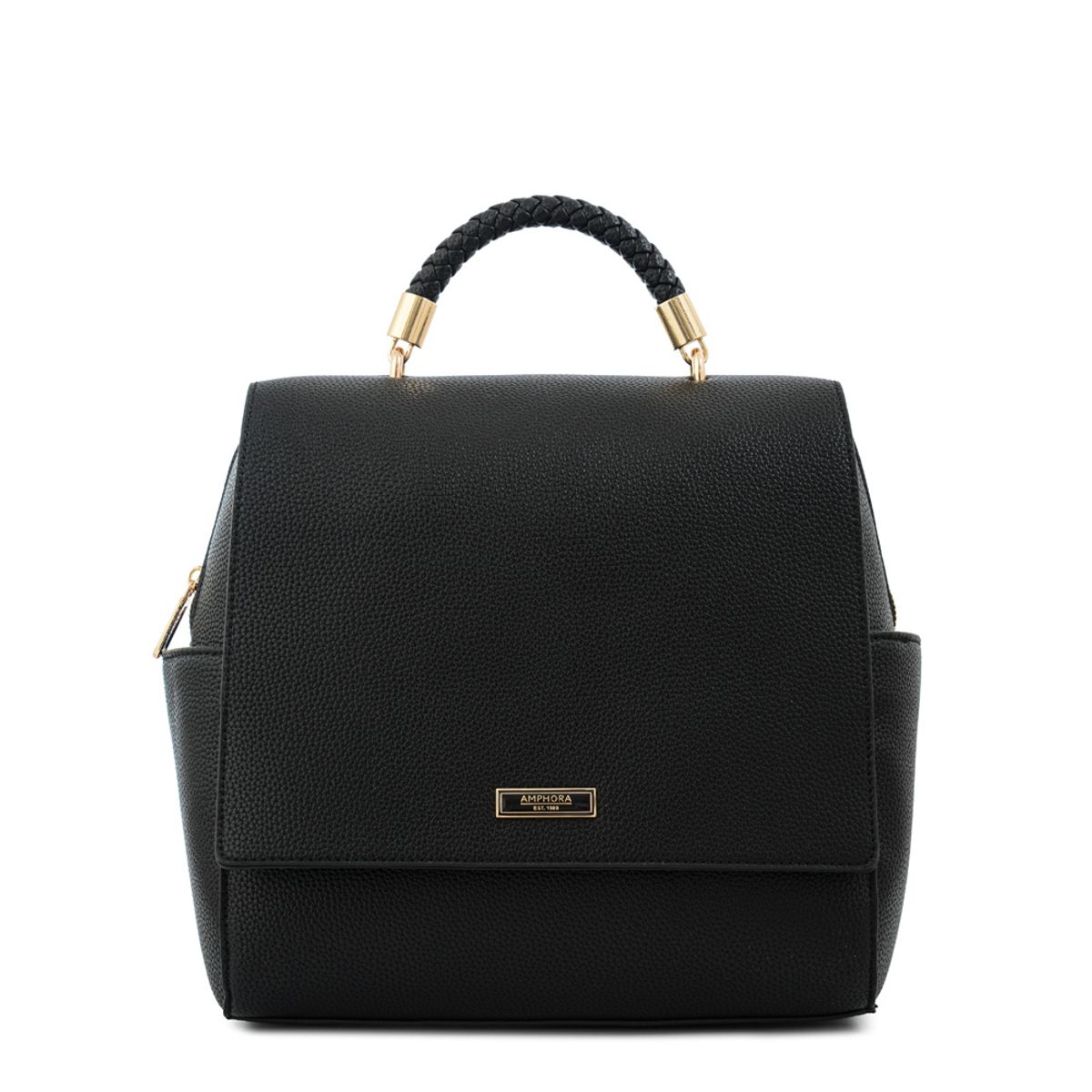 AMPHORA - Mochila con tapa rosy mediana negro
