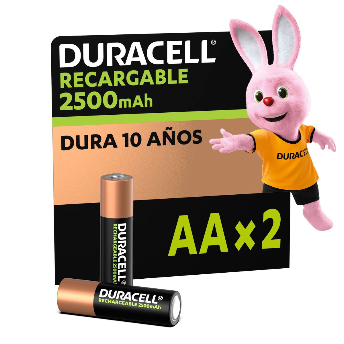 DURACELL - Pila Duracell Recargable AA 2 pilas de 2500mAh doble A