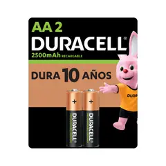 DURACELL - Pila Recargable AA 2 pilas de 2500mAh doble A