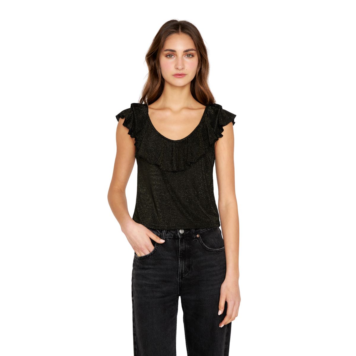 JACINTA TIENDA - Polera Olimpia Bright black dorada Jacinta Tienda