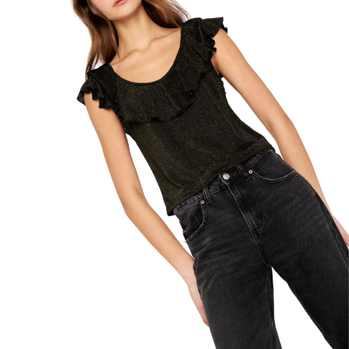 JACINTA TIENDA - Polera Olimpia Bright black dorada Jacinta Tienda