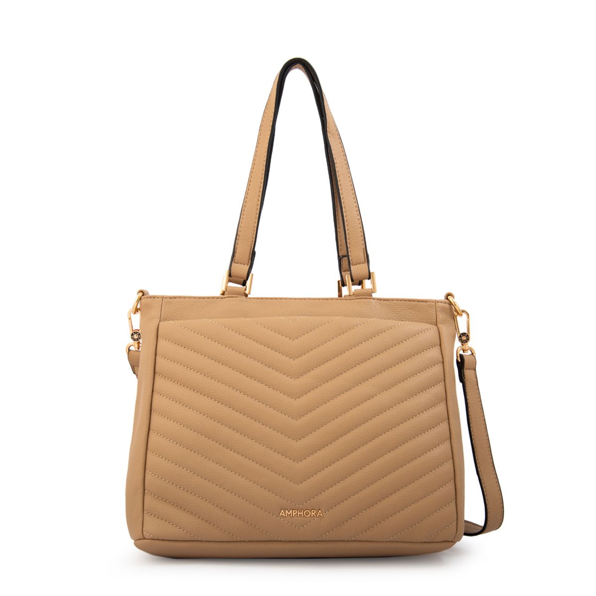 AMPHORA - Cartera tote filomena mediana beige oscuro