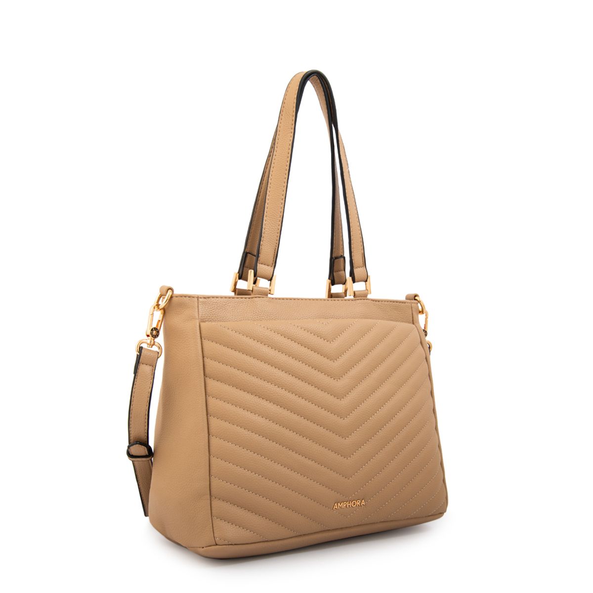 AMPHORA - Cartera tote filomena mediana beige oscuro