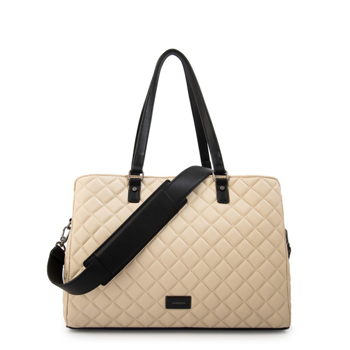 AMPHORA - Cartera tote porta notebook bugi grande blanco crudo