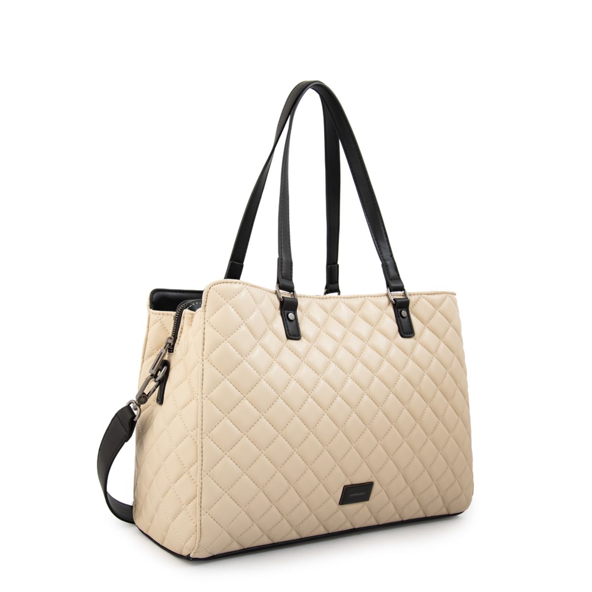 AMPHORA - Cartera tote porta notebook bugi grande blanco crudo