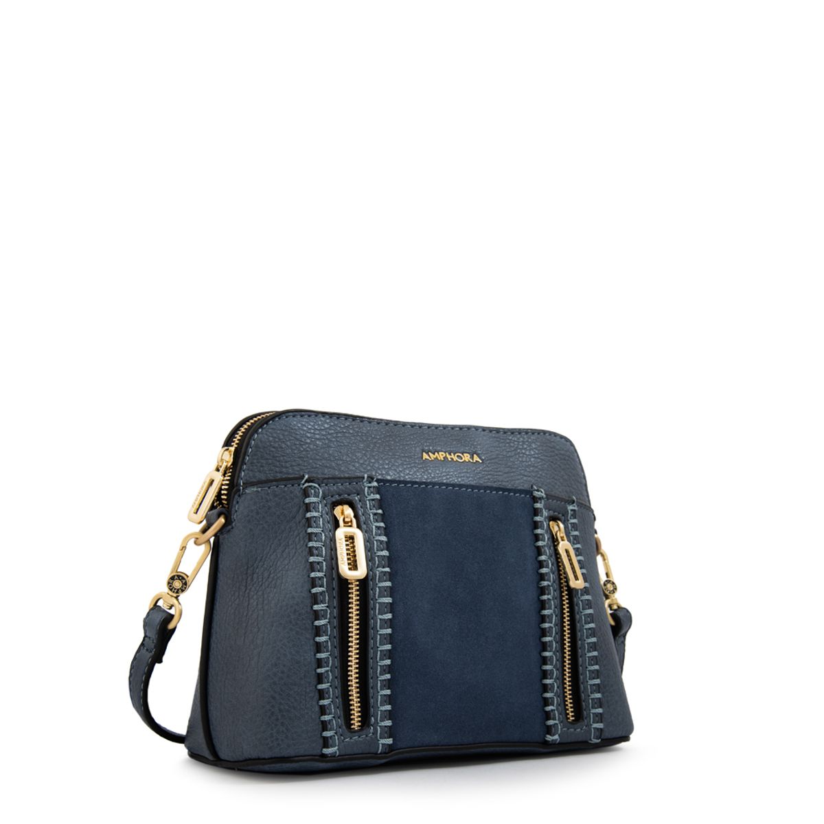 AMPHORA - Cartera bandolera bertina mediana denim