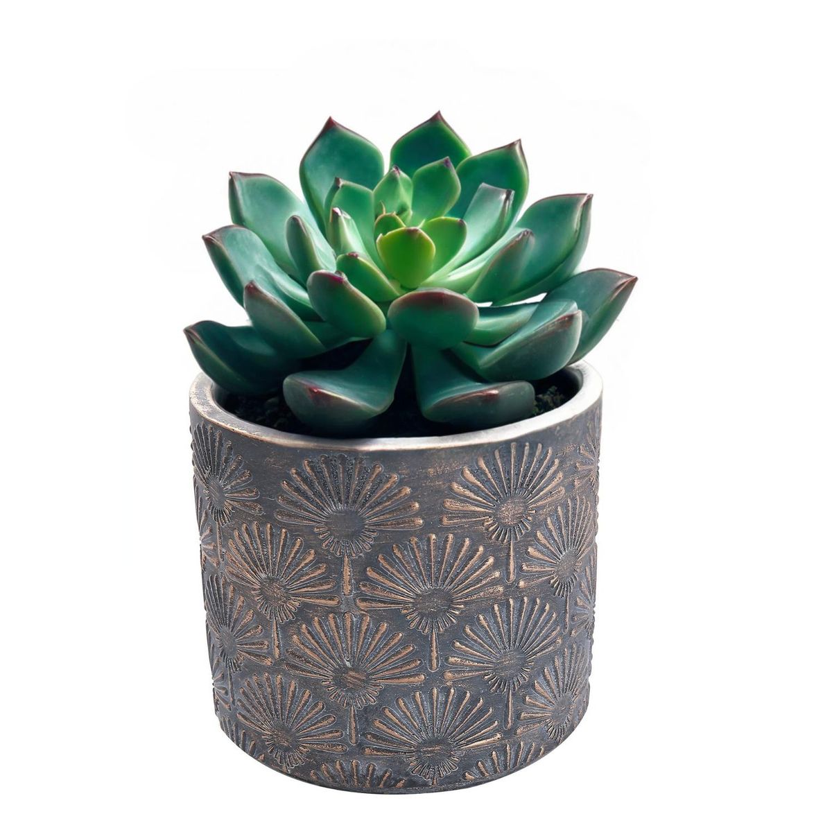 HOME ESSENTIALS - Maceta de cemento cobre/gris 11 cm