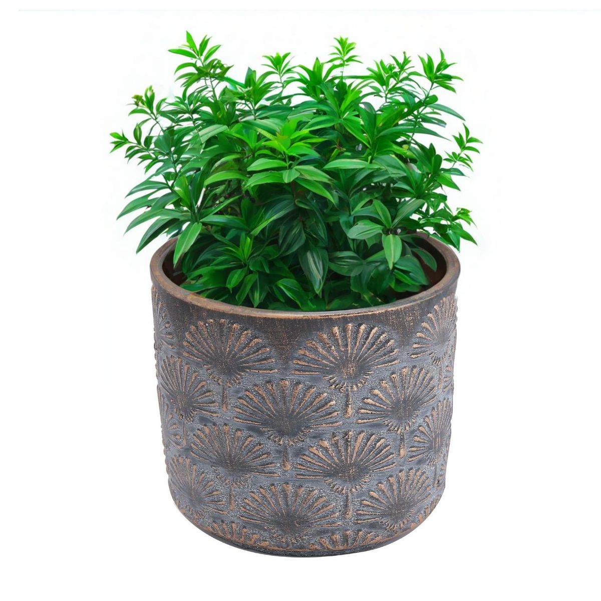 HOME ESSENTIALS - Maceta de cemento cobre/gris 9.5 cm