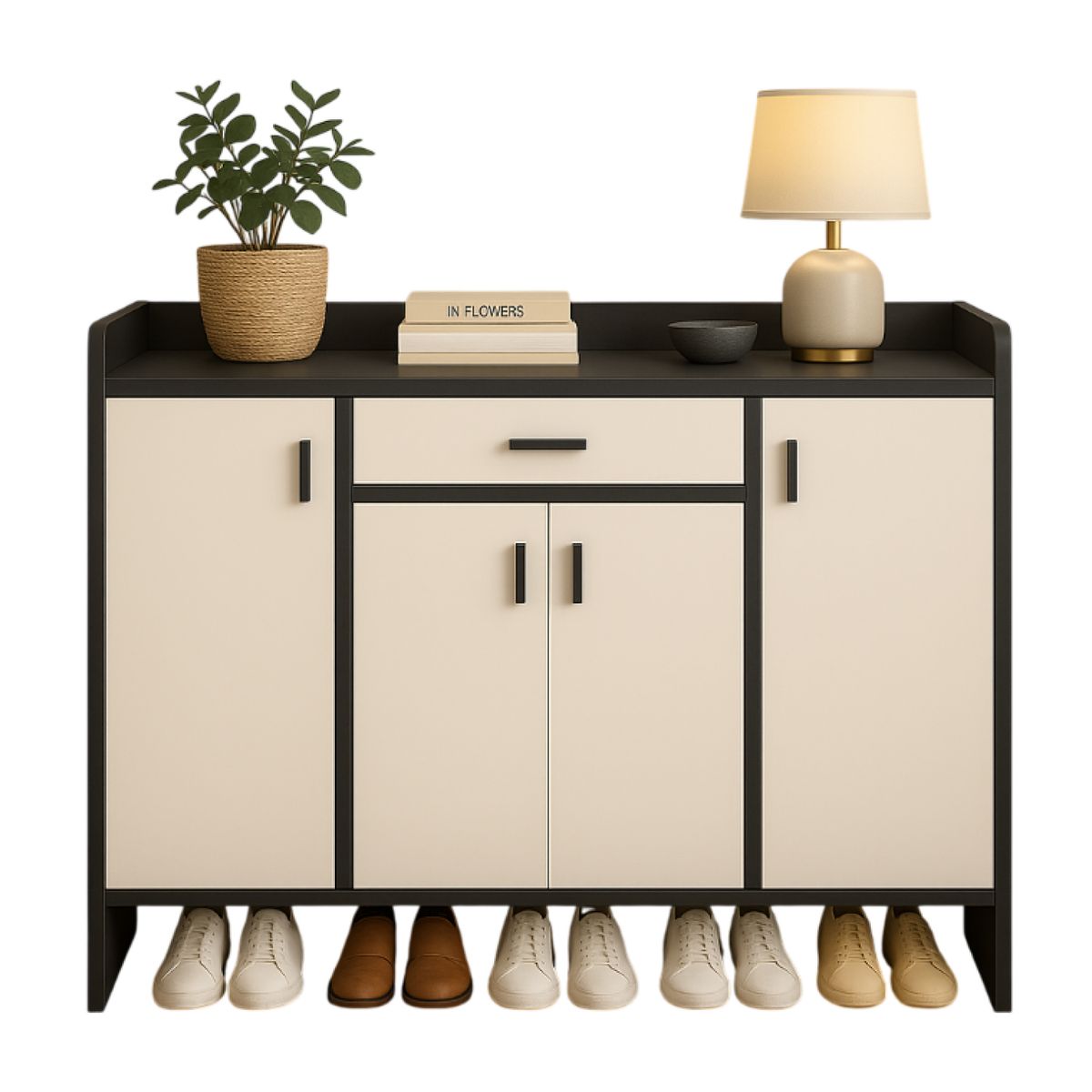 MUNDO ONLINE - Zapatero 4 Puertas Organizador Estante con Cajon 121x30x80Cm