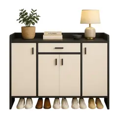 MUNDO ONLINE - Zapatero 4 Puertas Organizador Estante con Cajon 121x30x80Cm