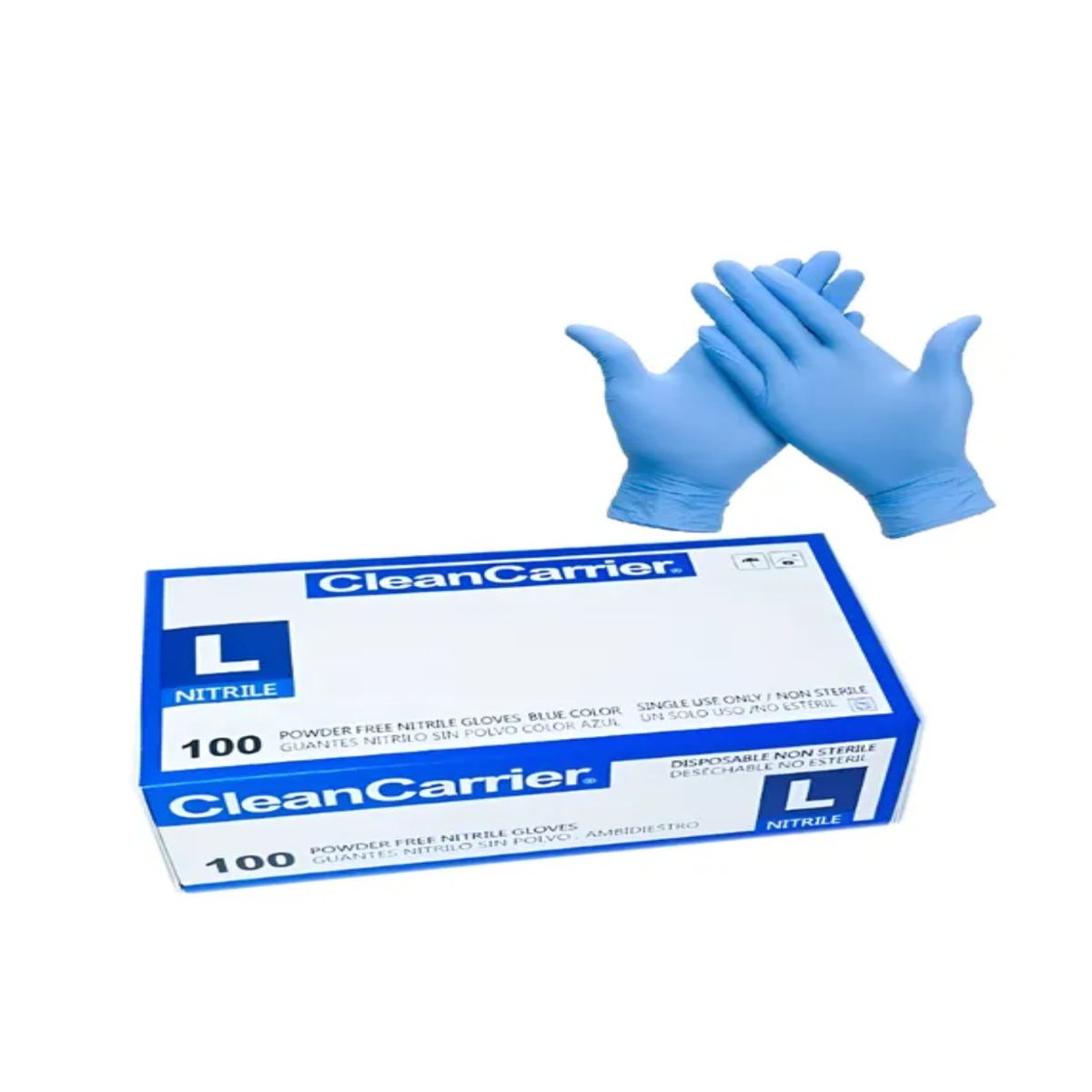 CLEANCARRIER - Guante Nitrilo Azul CLEANCARRIER Talla L Caja X 100 Unidades