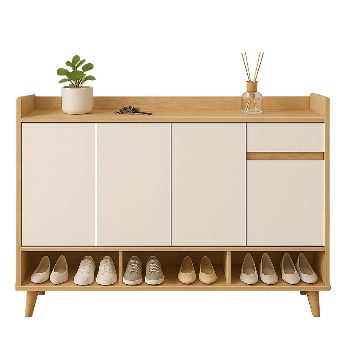 MUNDO ONLINE - Zapatero Mueble Moderm 4 Puertas y Cajón 143CM
