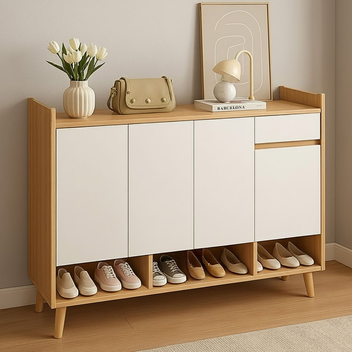 MUNDO ONLINE - Zapatero Mueble Moderm 4 Puertas y Cajón 143CM