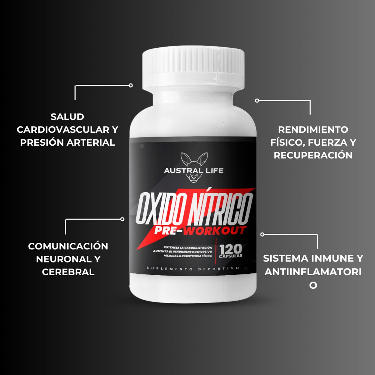 GENERICO - Óxido Nítrico 120 Cápsulas - Austral Life