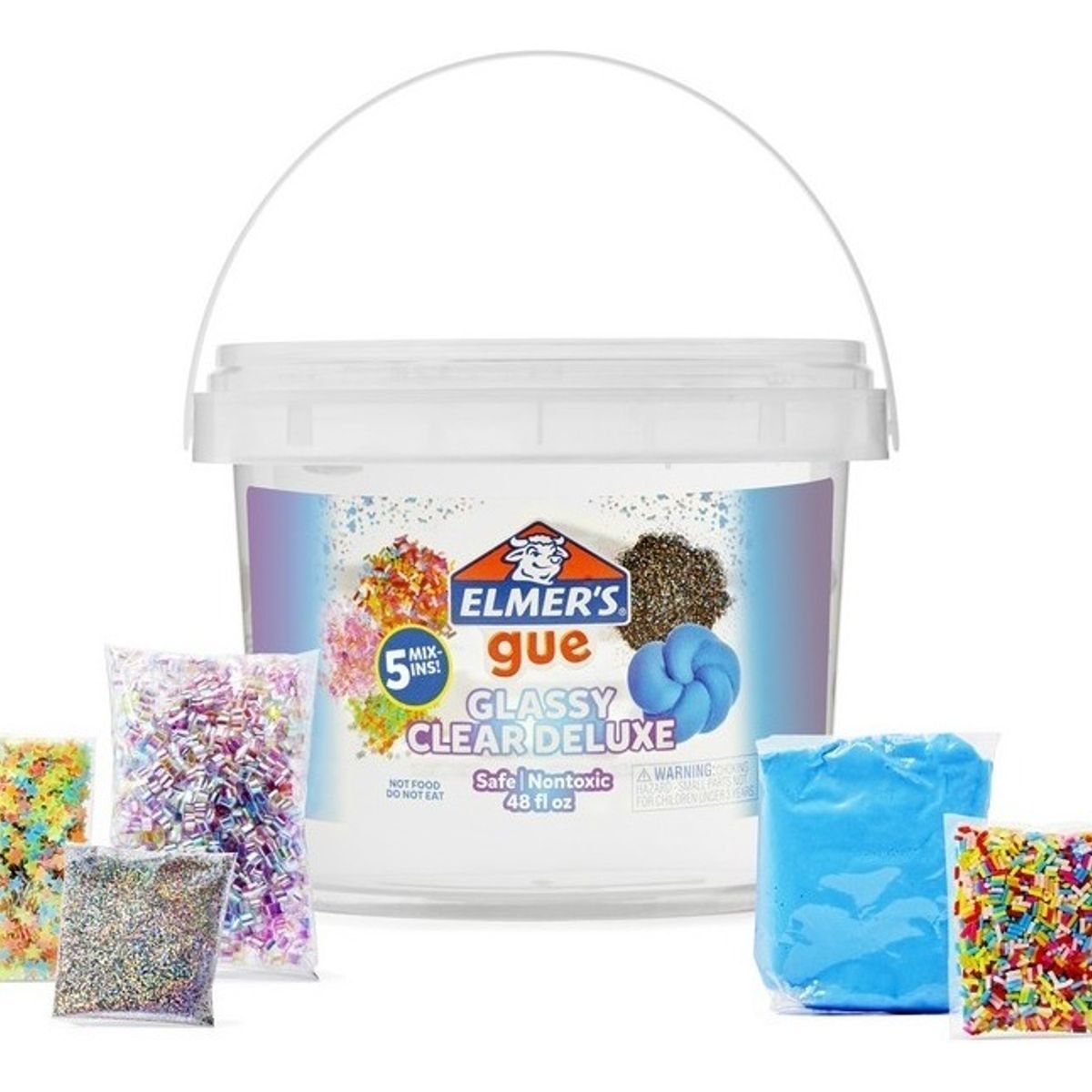 ELMERS - Kit Slime Listo Para Usar Elmers Balde 1,41l Con 5 Toppings
