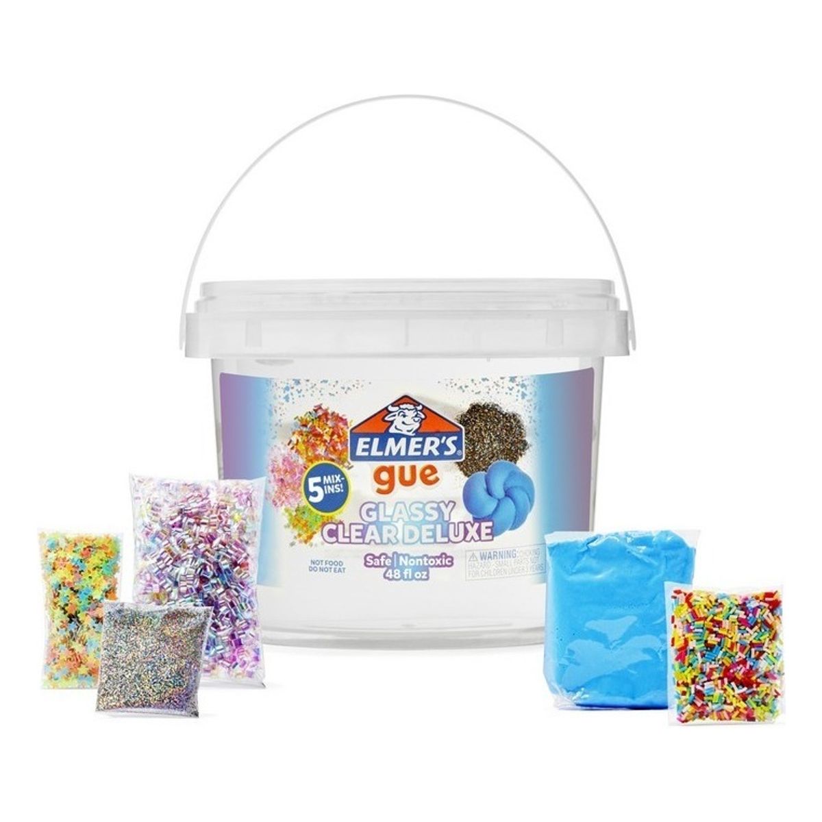 ELMERS - Kit Slime Listo Para Usar Elmers Balde 1,41l Con 5 Toppings