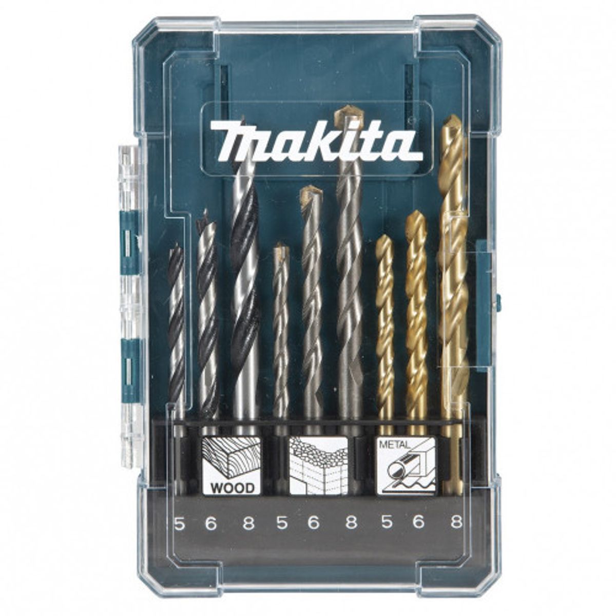 MAKITA - Set Brocas 9unid Madera Metal Mampostería  Estuche Makita D-71962