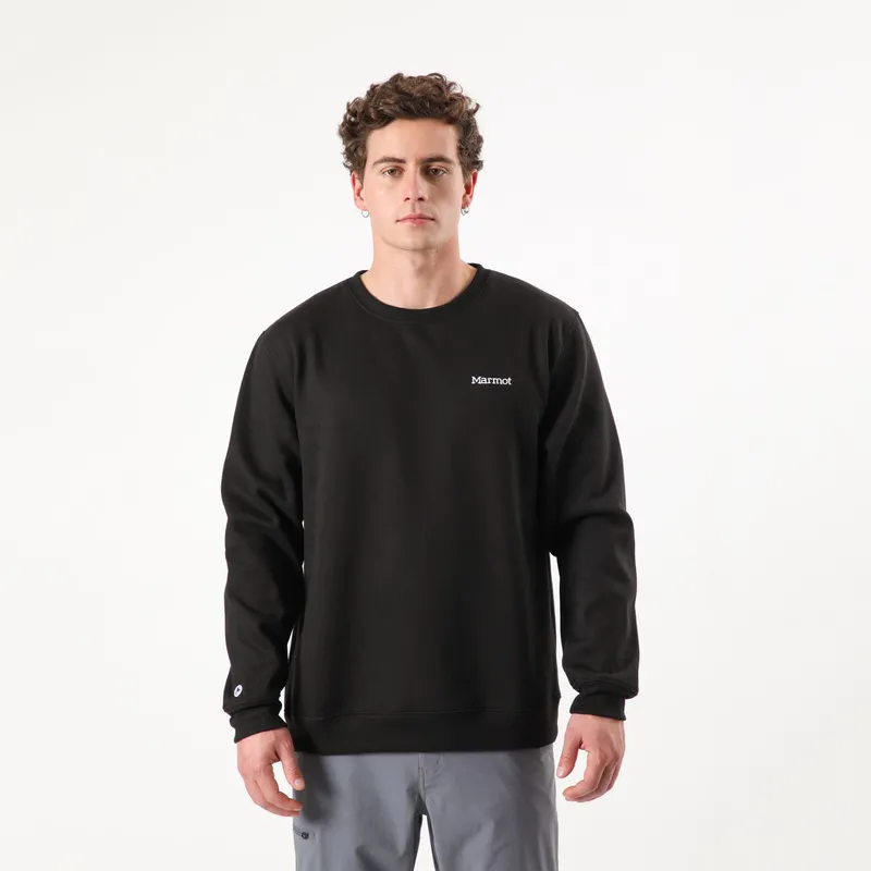 MARMOT - Poleron Hombre Chest Logo Crew Negro Marmot
