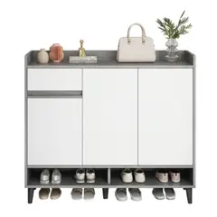 MUNDO ONLINE - Zapatero Grey 3 Puertas con Cajon Organizador Estante 100 cm