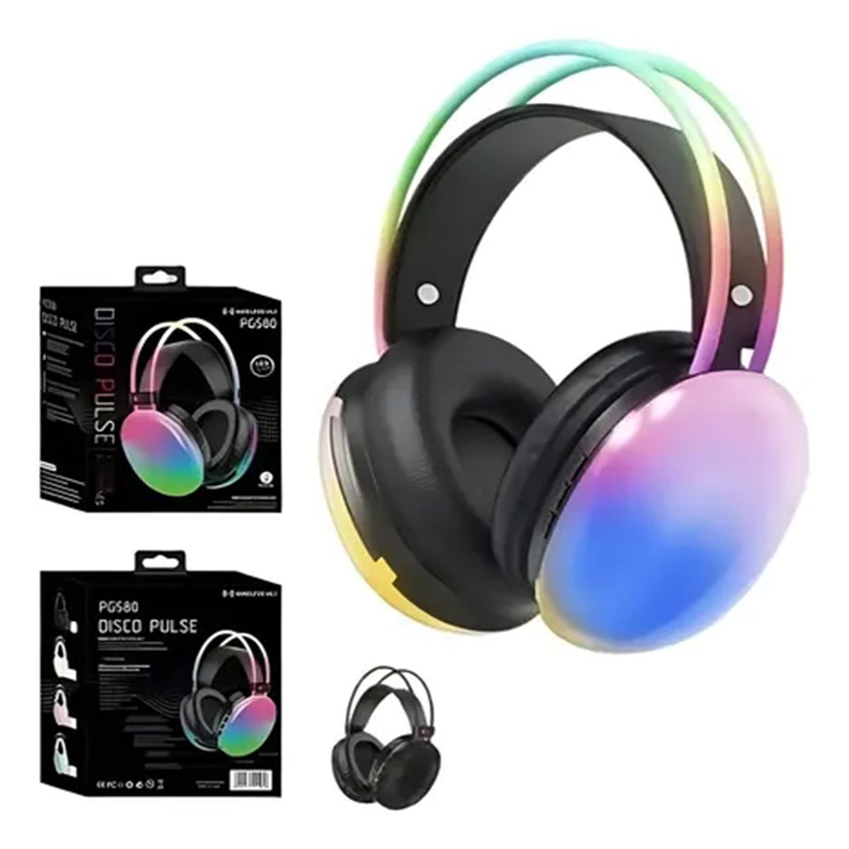 GENERICO - Audífonos Rgb Led Pg580 Bluetooth Inalámbricos Negro