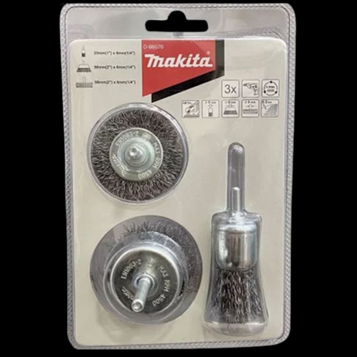 MAKITA - Set de gratas toma 1/4 para taladro 3 unidades Makita D-66070
