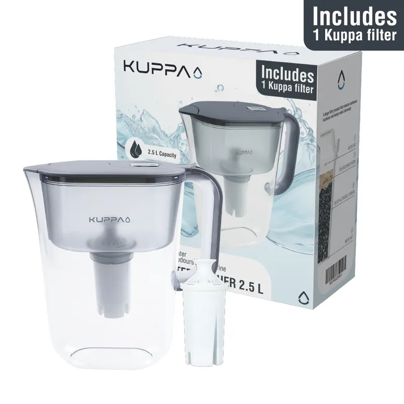 KUPPA - Jarro Purificador De Agua 2.5 Lts Con Filtro Kuppa Gris