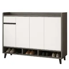 MUNDO ONLINE - Zapatero Silver 4 Puertas con Cajon Organizador Estante 140Cm