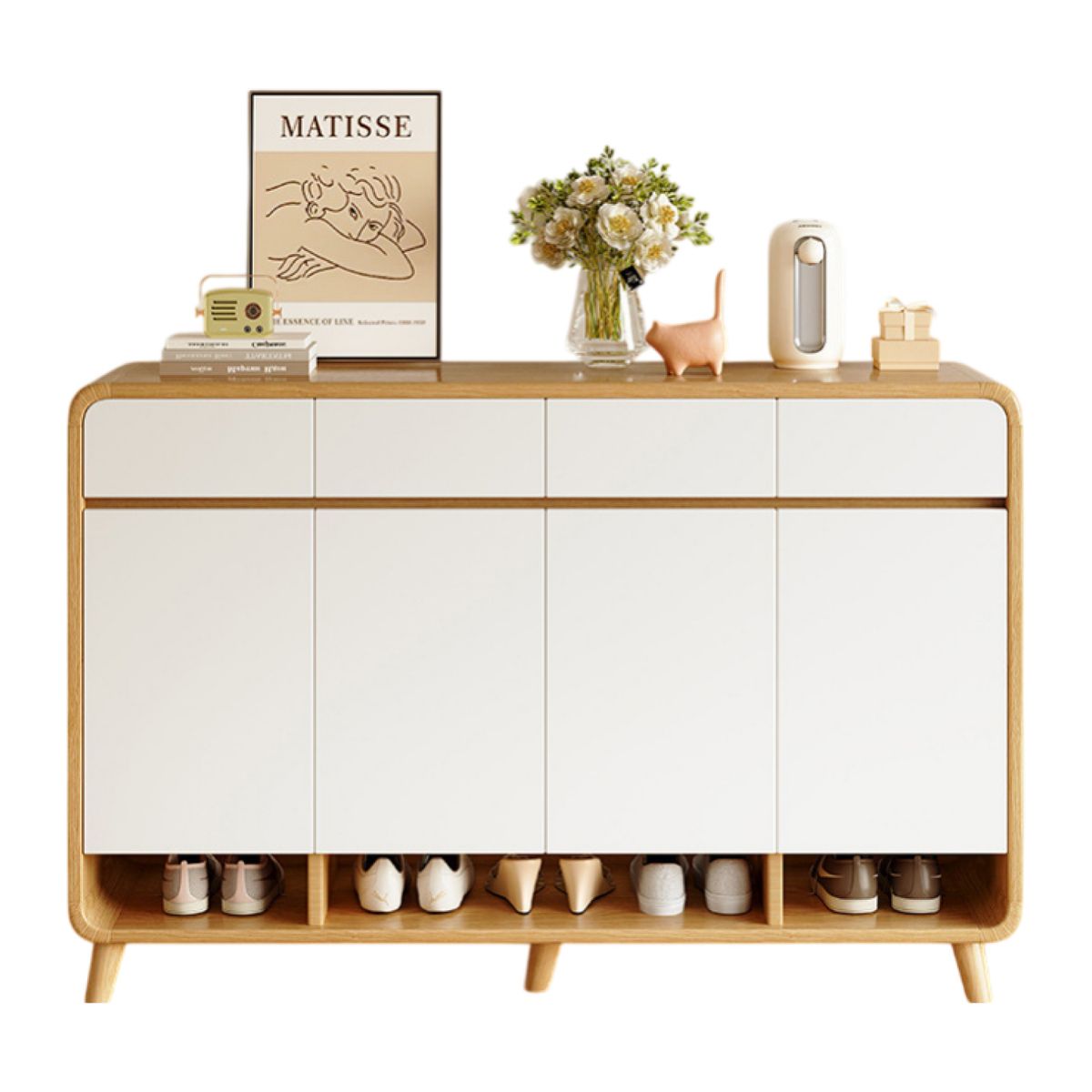 MUNDO ONLINE - Zapatero Round Toe 4 Puertas Con Cajones Maple 140cm