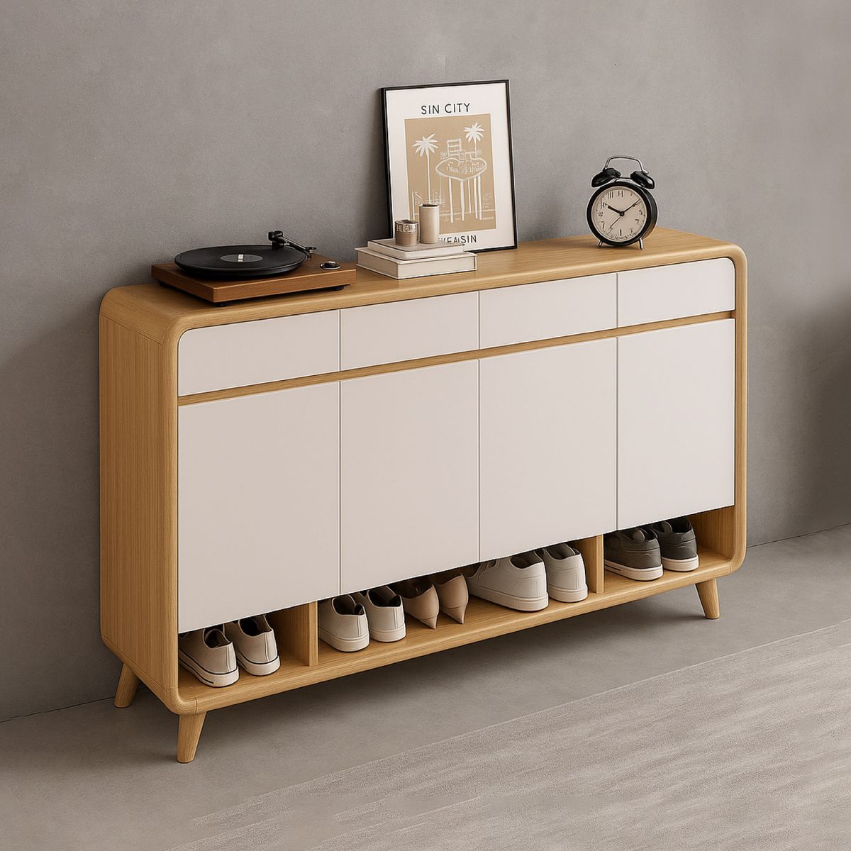 MUNDO ONLINE - Zapatero Round Toe 4 Puertas Con Cajones Maple 140cm