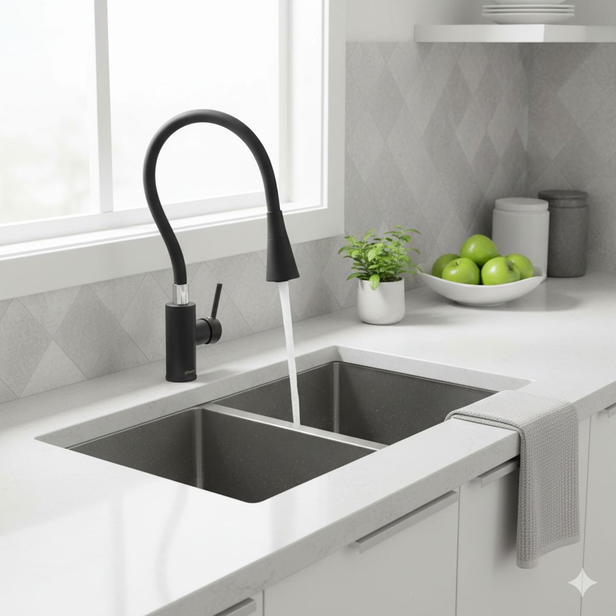 STRETTO - LLave Monomando Grifería Para Lavaplatos Monocontrol Veletri Flessi Stretto