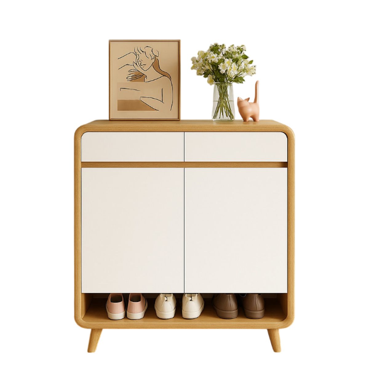 MUNDO ONLINE - Zapatero Round Toe 2 Puertas Con Cajones Maple 80cm