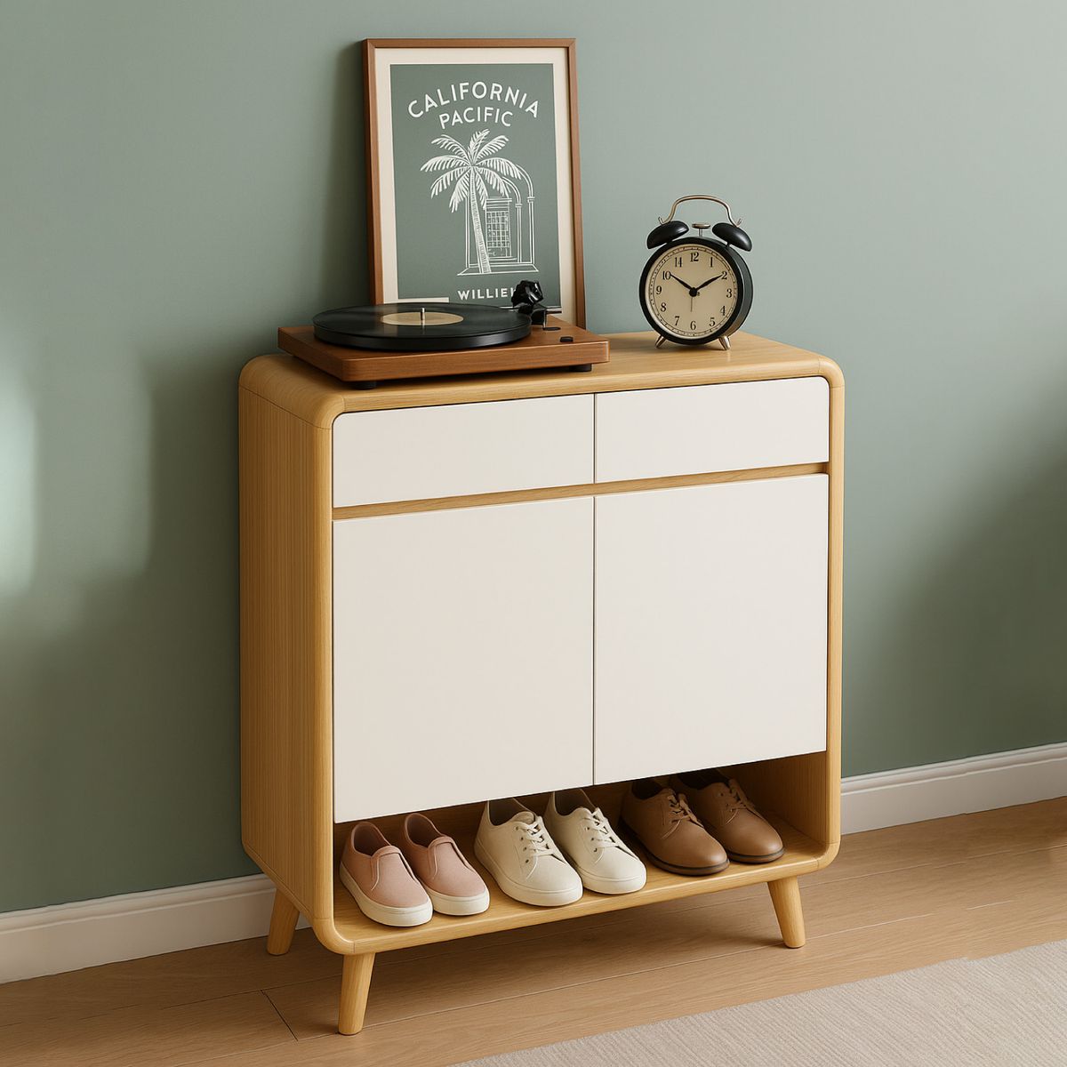 MUNDO ONLINE - Zapatero Round Toe 2 Puertas Con Cajones Maple 80cm