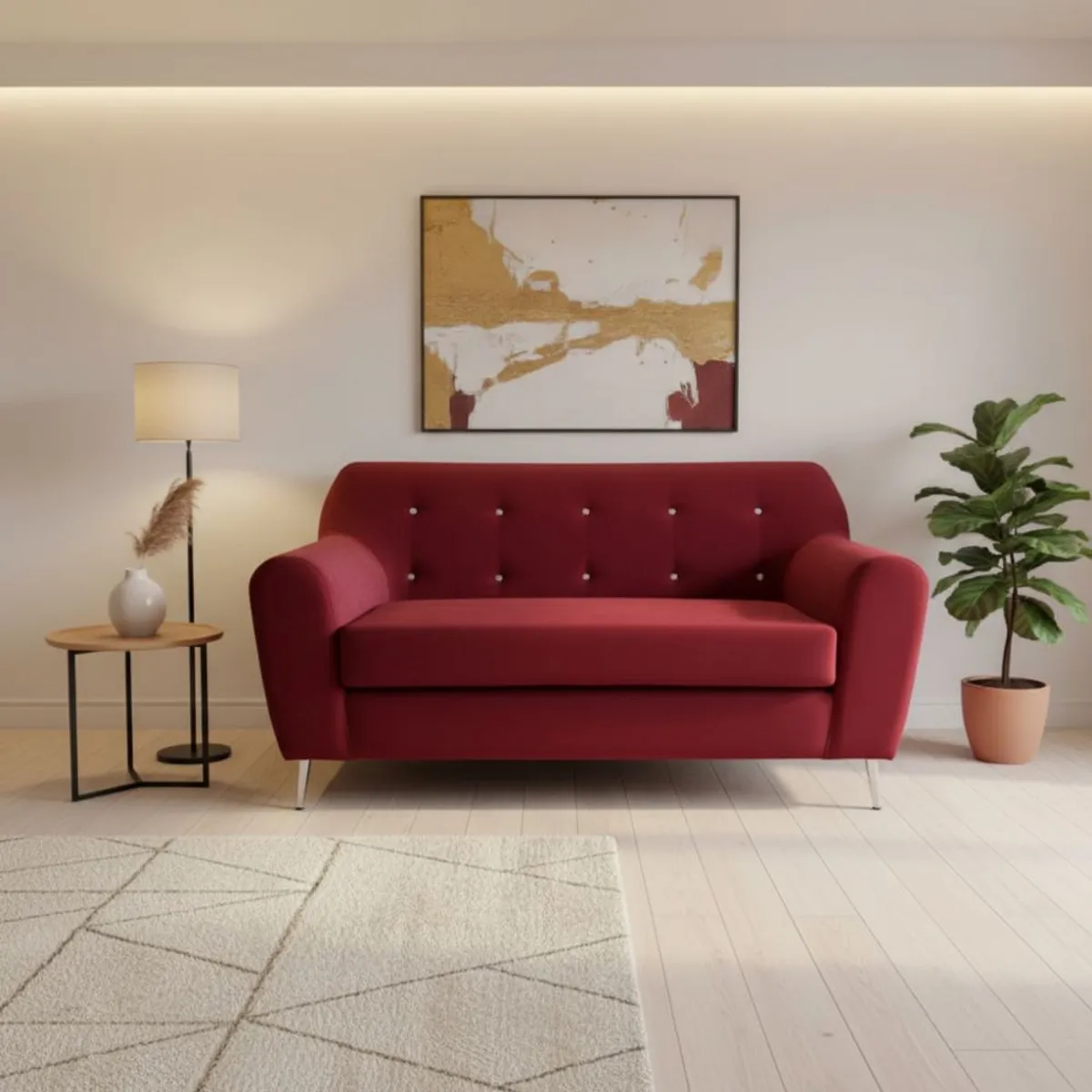 MUEBLES NEW - SOFA NEW DOS CUERPOS ROJO FELPA