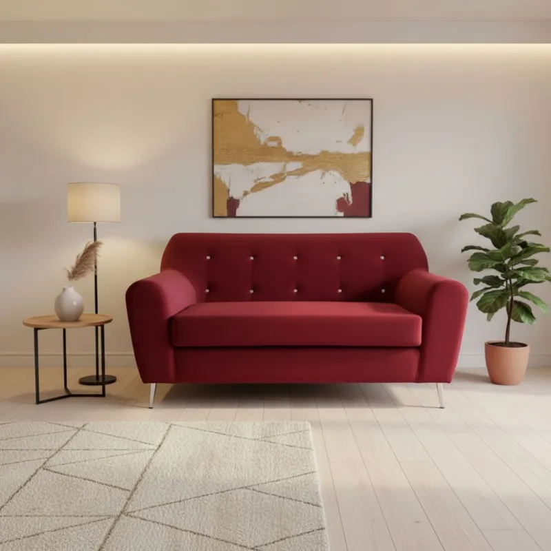 MUEBLES NEW - SOFA DOS CUERPOS ROJO FELPA