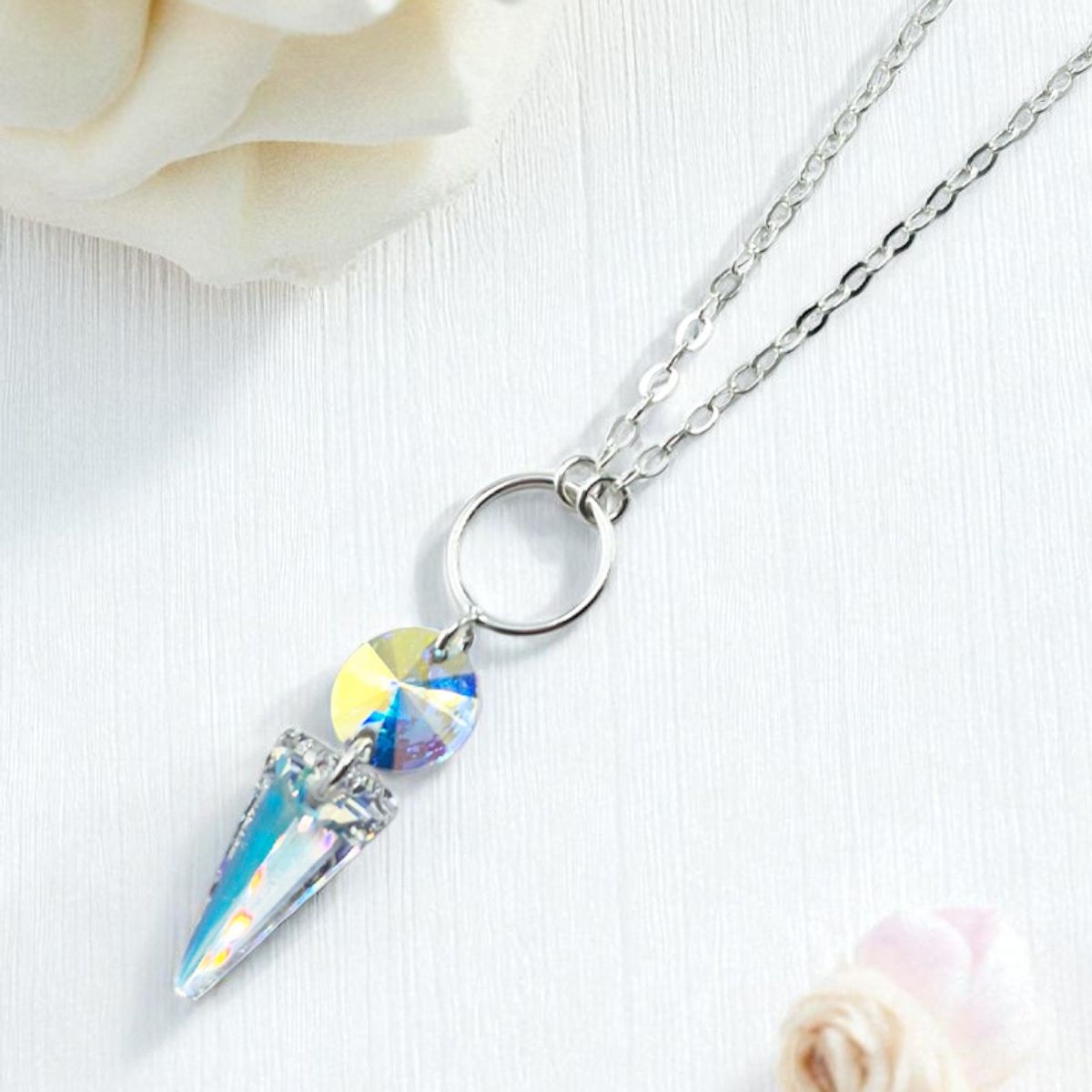 JOYAS MONTERO - Collar Mystic Plata 925 creado con cristales de Swarovski® Aurora Boreal