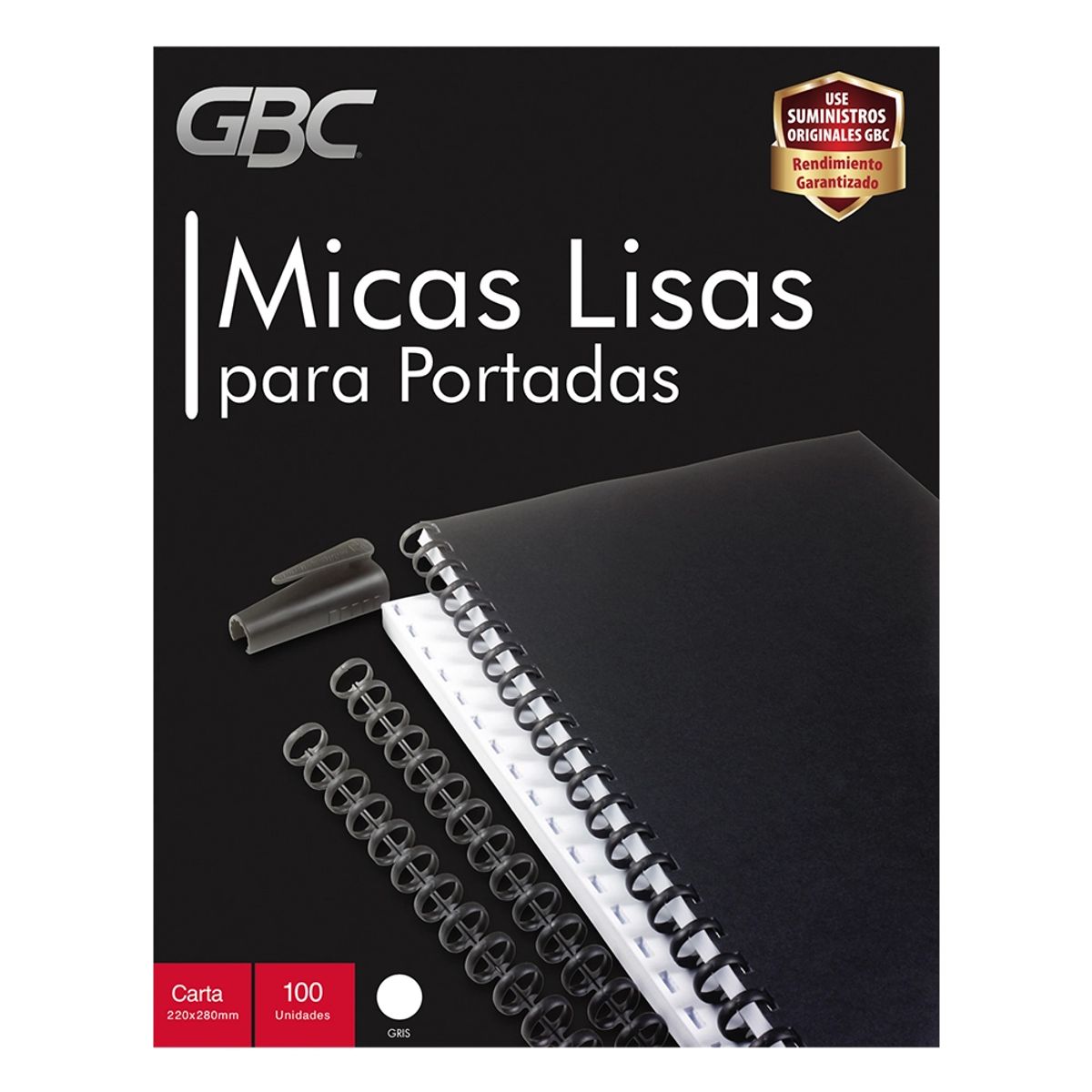 GENERICO - Mica Gris Carta GBC – Pack 100 Unidades