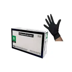CLEANCARRIER - Guante Nitrilo Negro Sin polvo Talla S 100 Unidades