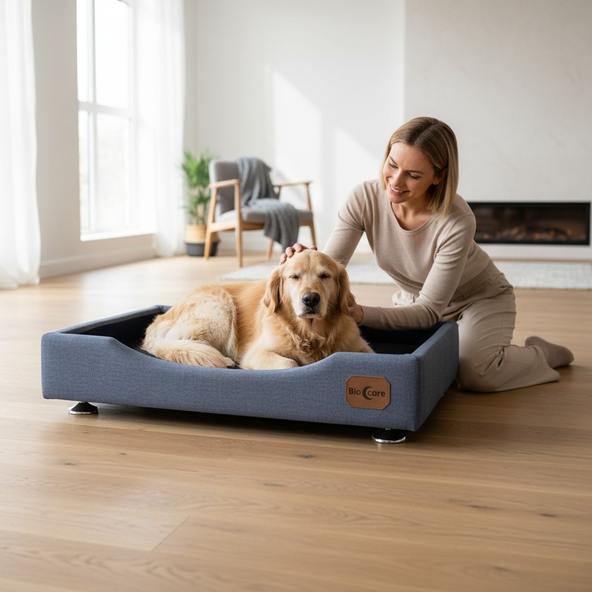 BLOCCARE - Cama Mascotas Talla XL EXTRA 110x80 cm Montessori Gris