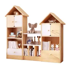 GENERICO - Librero Infantil Minimalista Madera Con Cajónes 123x127x24cm